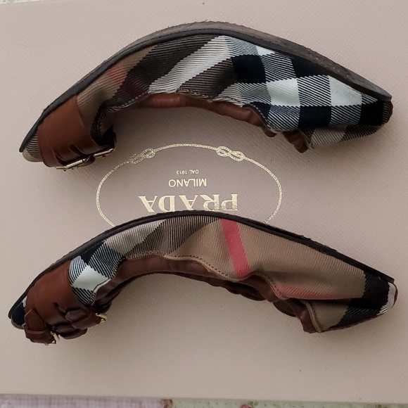 Burberry ballet flat shoes nova check plaid buckled Leather 36 6 - Picture 7 of 9